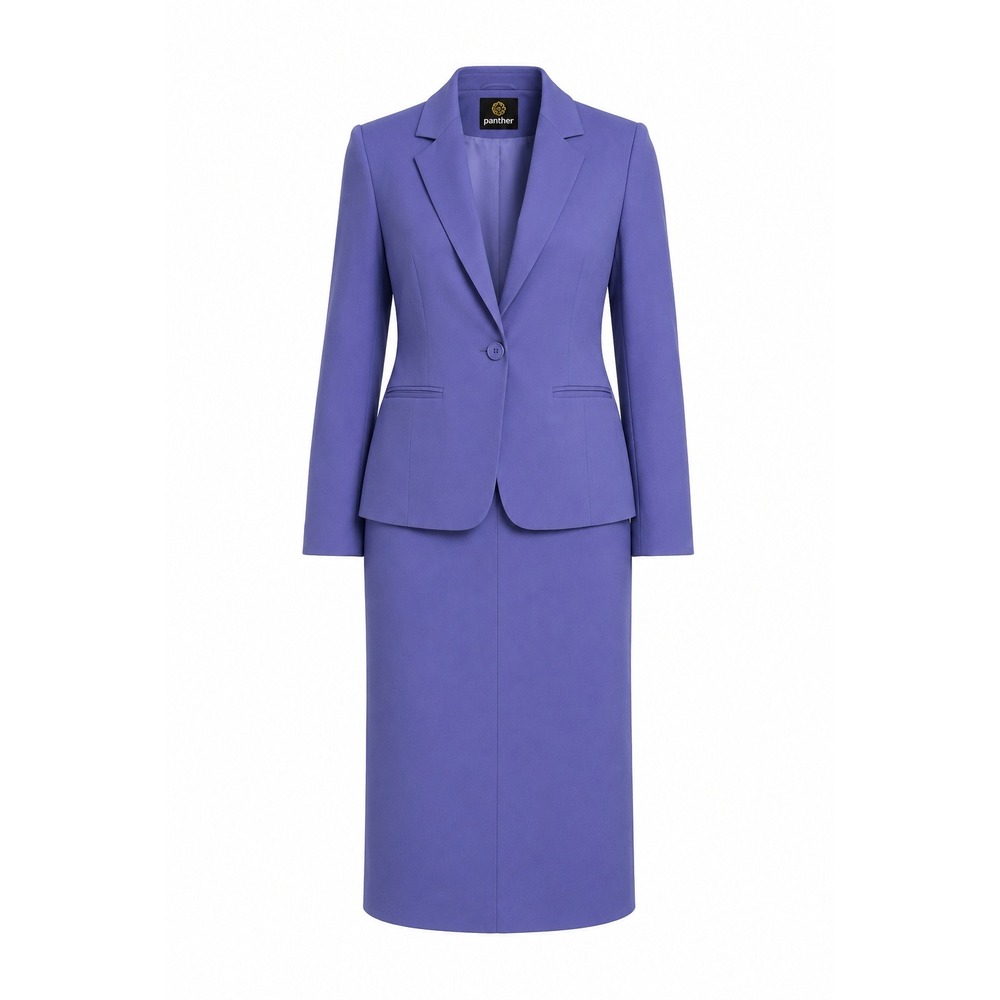 Vintage Panter Periwinkle Purple Skirt Suit Set Blazer Midi Skirt Style 917